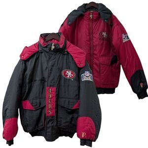 Vintage RARE 90's Pro Player 49ers NFL Reversible Puffer Jacket- GD/L